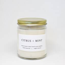 Citrus + Mint Soy Candle - Vegan Essential Oils, 8 Oz Mason Jar - thumbnail 4