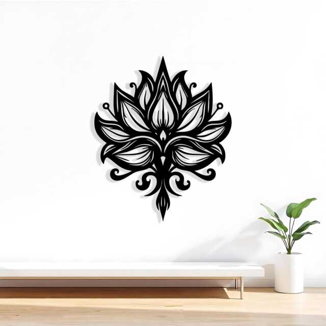 Lotus Flower Metal Wall Art, Mandala Zen Decor - image 1
