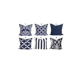 Blue Pillow Cover, Navy Throw Decorative Covers For 20x20 Pillow, 16x16 Pillows, 18x18 All Sizes - thumbnail 2