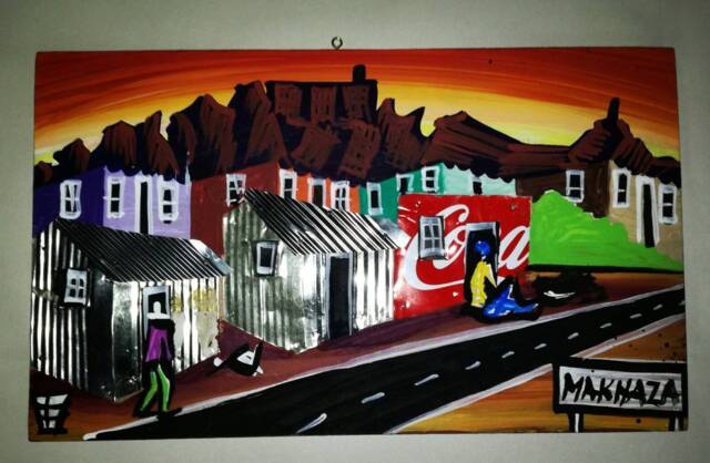 South African Township 3D Wall Art, Houses Painting On Board - image 1