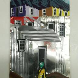 South African Township 3D Wall Art, Houses Painting On Board - thumbnail 3