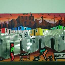 South African Township 3D Wall Art, Houses Painting On Board - thumbnail 2