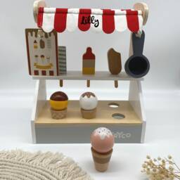 "Personalized Gift, Ice Cream Cart For Children ""Wooden" - thumbnail 3