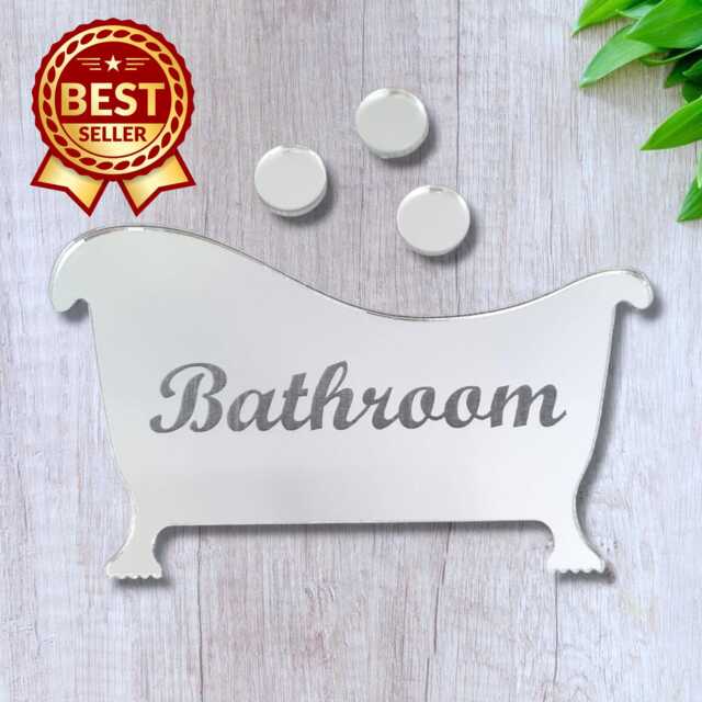 Engraved Acrylic Mirror Bath Sign - Custom Bathroom Wall Art - image 1