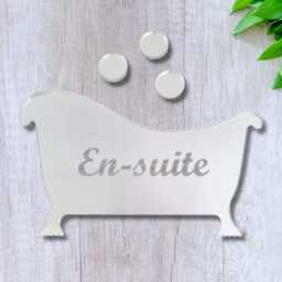 Engraved Acrylic Mirror Bath Sign - Custom Bathroom Wall Art - thumbnail 2
