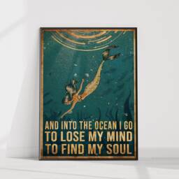 Into The Ocean I Go Poster, Spiritual Yoga Sea, Water, Travel, Vintage, Wall Art Decor, Birthday Gift Idea, A1/A2/A3/A4 - thumbnail 2