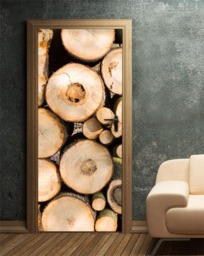 Thick Tree Trunks Wall Decal, Wood Forest Trees Decor, Nature Sticker, Door Mural, Covering - thumbnail 2
