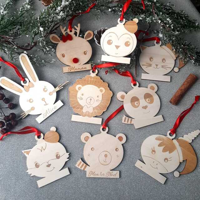 Animal Christmas Bauble, Tree Decoration, Personalized Wooden Holiday Ornament For Children - image 1