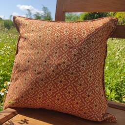 Orange Cushion Cover, Case, Hippie Sofa Pillow, Floral Pattern Cushion, Flower Design 18 Inch - thumbnail 2