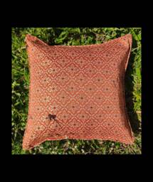 Orange Cushion Cover, Case, Hippie Sofa Pillow, Floral Pattern Cushion, Flower Design 18 Inch - thumbnail 1