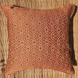 Orange Cushion Cover, Case, Hippie Sofa Pillow, Floral Pattern Cushion, Flower Design 18 Inch - thumbnail 3