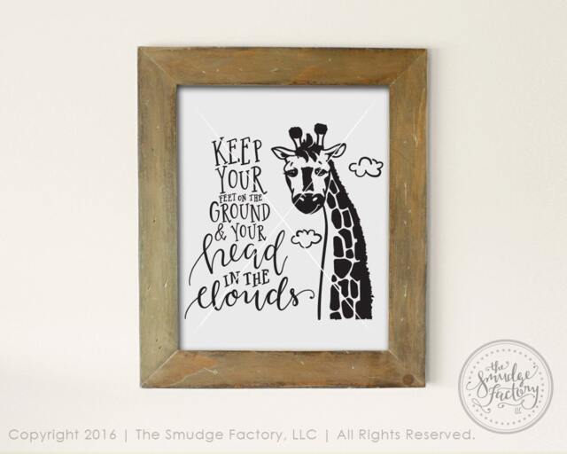 Giraffe Nursery Art Print, Keep Your Feet On The Ground Quote - Digital Download - image 1