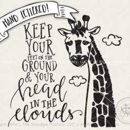 Giraffe Nursery Art Print, Keep Your Feet On The Ground Quote - Digital Download - thumbnail 2