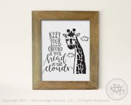 Giraffe Nursery Art Print, Keep Your Feet On The Ground Quote - Digital Download - thumbnail 1
