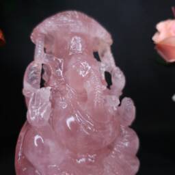 Rose Quartz Ganesh Statue - Pink Ganesha Hindu Idol Spiritual Healing Crystal Altar Gifts - thumbnail 4