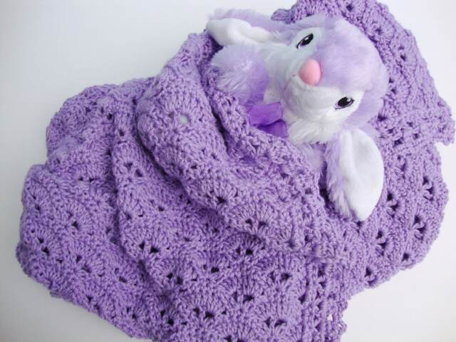 Purple Crochet Baby Blanket 100% Cotton Cottontail Blanket - image 1