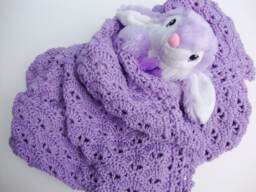Purple Crochet Baby Blanket 100% Cotton Cottontail Blanket - thumbnail 1