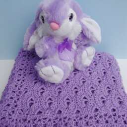 Purple Crochet Baby Blanket 100% Cotton Cottontail Blanket - thumbnail 4