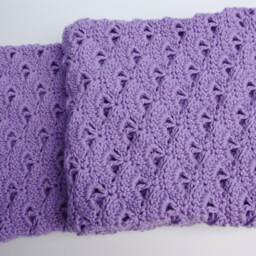 Purple Crochet Baby Blanket 100% Cotton Cottontail Blanket - thumbnail 3