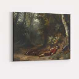 Woodland Resting Traveller Horse Forest Path Romantic Landscape Canvas Wall Art Print Decor Picture Ready To Hang - thumbnail 4