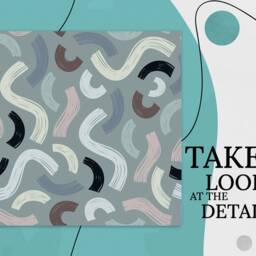 Zigzag Doodles Pattern Vinyl Flooring, Gray Decorative Beige Sheet Floor, Abstract Office Decor, Modern Flooring - thumbnail 2