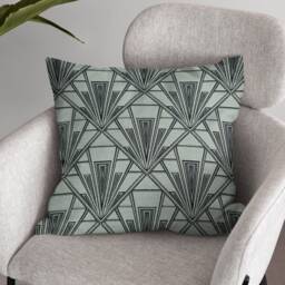 Art Deco Cushion, Pillow Cover, Grey Gatsby Velvet Single Or Double Sided Grey, 17 Inch Square - thumbnail 2
