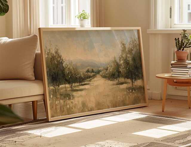 Wildflower Field Poster Rustic Country Landscape Wall Art - image 1