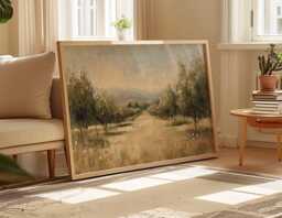 Wildflower Field Poster Rustic Country Landscape Wall Art - thumbnail 1