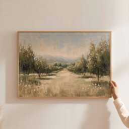Wildflower Field Poster Rustic Country Landscape Wall Art - thumbnail 2