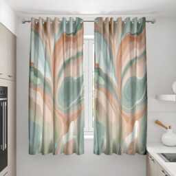 Retro Swirl Curtains, Earth Tone Marble Pattern Drapes, Wavy Abstract Curtain Panels, Mid Century Modern Window Treatment For Home - thumbnail 3