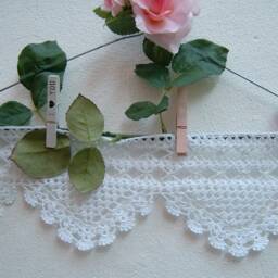 Crochet Lace Border With Triangle Motifs-Border For Shelves & Sideboards-cm.50xcm.13-On Ordering - thumbnail 2