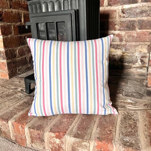 1442. Mid Stripe Chalk 100% Cotton Cushion Cover, Size 16x16 - image 1