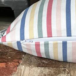 1442. Mid Stripe Chalk 100% Cotton Cushion Cover, Size 16x16 - thumbnail 3