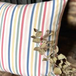 1442. Mid Stripe Chalk 100% Cotton Cushion Cover, Size 16x16 - thumbnail 2