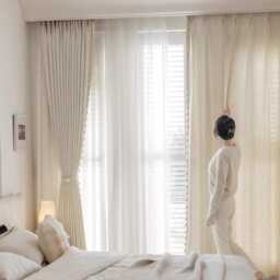 A Pair Of Linen Blend Curtains With Decorative Bead Trim , Living Room Curtains, Velvet Drapery Panels, Bedroom Custom Made - thumbnail 3