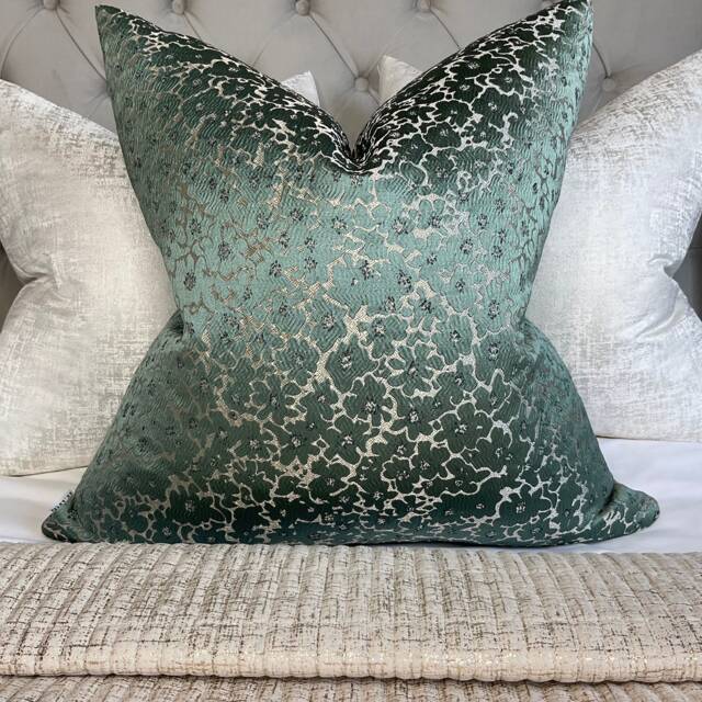 Scatter Cushion Cover in Floral Green Print/Handmade Pillow For Sofa Or Bed Double Sided Cover, John Lewis Lydney Fabric - image 1