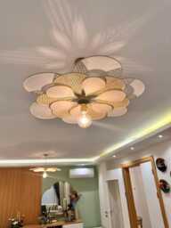 Petal Lamp, Pendant Light, Dining Room Light Fixtures, Rattan Chandelier, Flower Nordic Fabric Chandelier - thumbnail 1