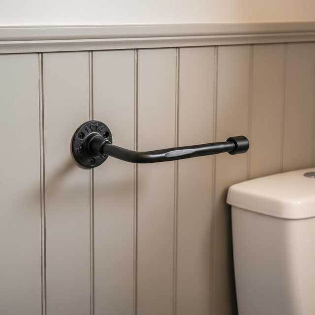 Industrial Toilet Roll Holder Vintage Black Paper Metal Cast Iron Wall Mounted Bathroom Fitting - image 1