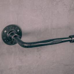 Industrial Toilet Roll Holder Vintage Black Paper Metal Cast Iron Wall Mounted Bathroom Fitting - thumbnail 4