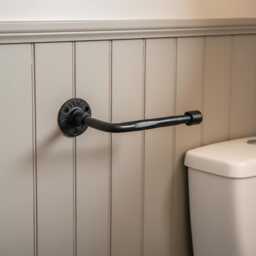 Industrial Toilet Roll Holder Vintage Black Paper Metal Cast Iron Wall Mounted Bathroom Fitting