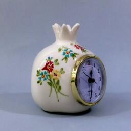 Desk Clocks, Ceramic Pomegranate Clock, Retro Desk Clock Newly Handmade, White Ceramic Clock - thumbnail 3