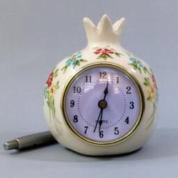 Desk Clocks, Ceramic Pomegranate Clock, Retro Desk Clock Newly Handmade, White Ceramic Clock - thumbnail 2