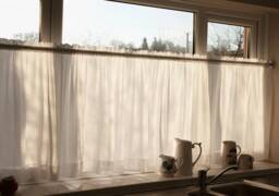 Ruffle Top Cafe Style Curtain in 100% Cotton, Max Length 110cm/43 - thumbnail 1