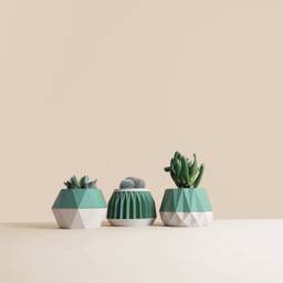 Set Of 3 Wooden Indoor Succulent Planter , Idea For Home Gifts Mid Century Modern Idea Plant Lovers - thumbnail 4
