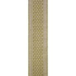 Green Cotton Runner Rug, Hand Woven Block Print, Custom Size - thumbnail 2