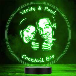 Couple Shadow Drinking Cocktails Home Bar Man Cave Colour Change Night Light - thumbnail 1