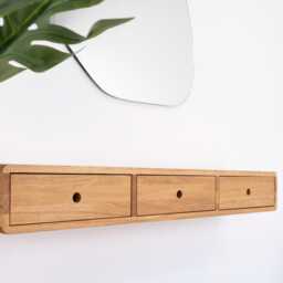 Solid Oak Floating Console Table With Three Drawers - Entryway Hallway Wooden - thumbnail 4