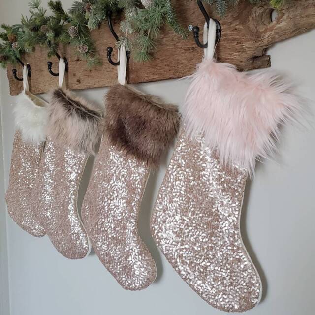 Rose Gold Sequin Christmas Stocking Stockings - image 1