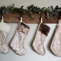 Rose Gold Sequin Christmas Stocking Stockings - thumbnail 2