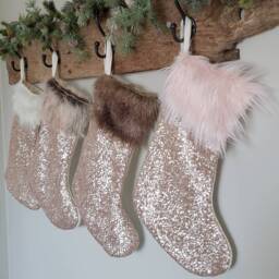 Rose Gold Sequin Christmas Stocking Stockings